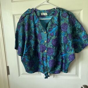 vintage chindamanee silk tie front top